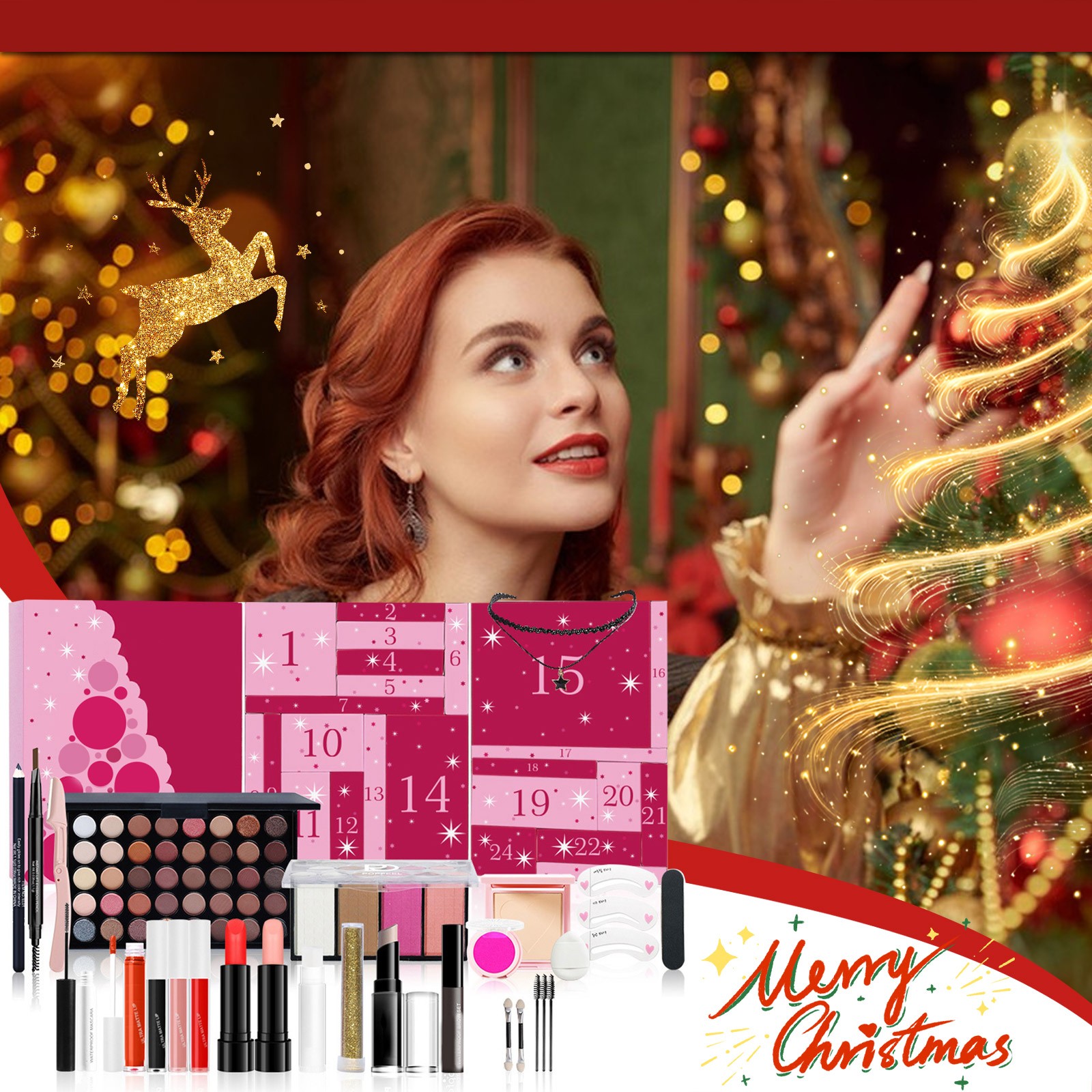 Beauty Makeup Advent Calendar - Dziewczęcy makijaż kalendarz adwentowy niespodzianka pudełko