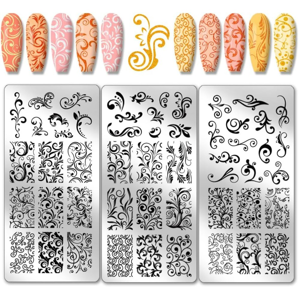 Nail Art Stamping Kit - 3 szt. Wzór wirowy szablony do