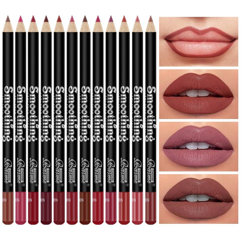 Lip Liner Pencil - 12-kolorowa matowa szminka w kolorze nude