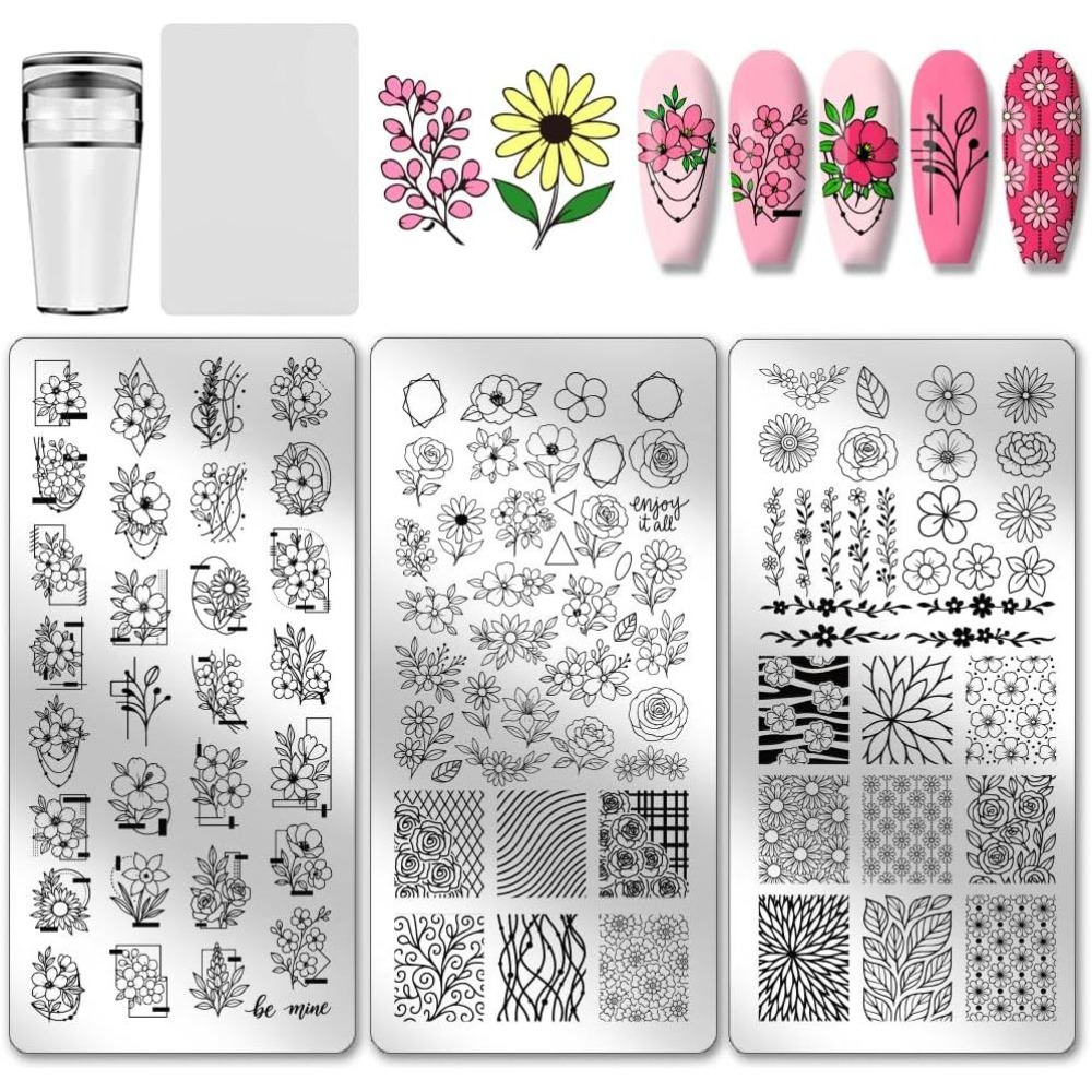 Nail Art Stamping Kit - 3 szt. płytka do stemplowania paznokci