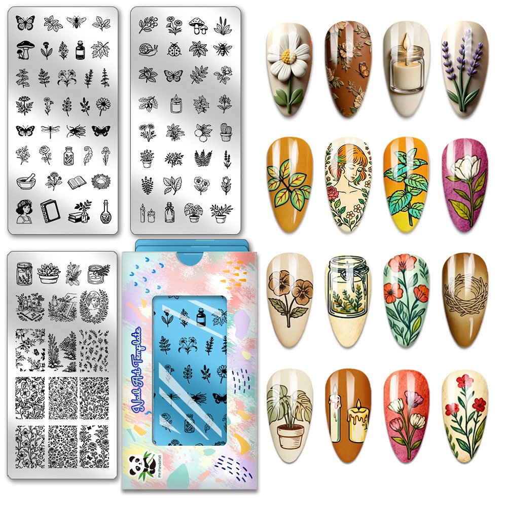 Nail Art Stamping Kit - 3 sztuki: szablony do zdobienia paznokci