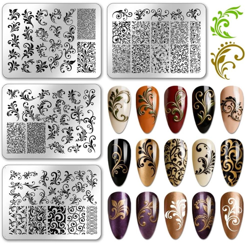 Nail Art Stamping Kit - 4 sztuki płyt do stemplowania paznokci
