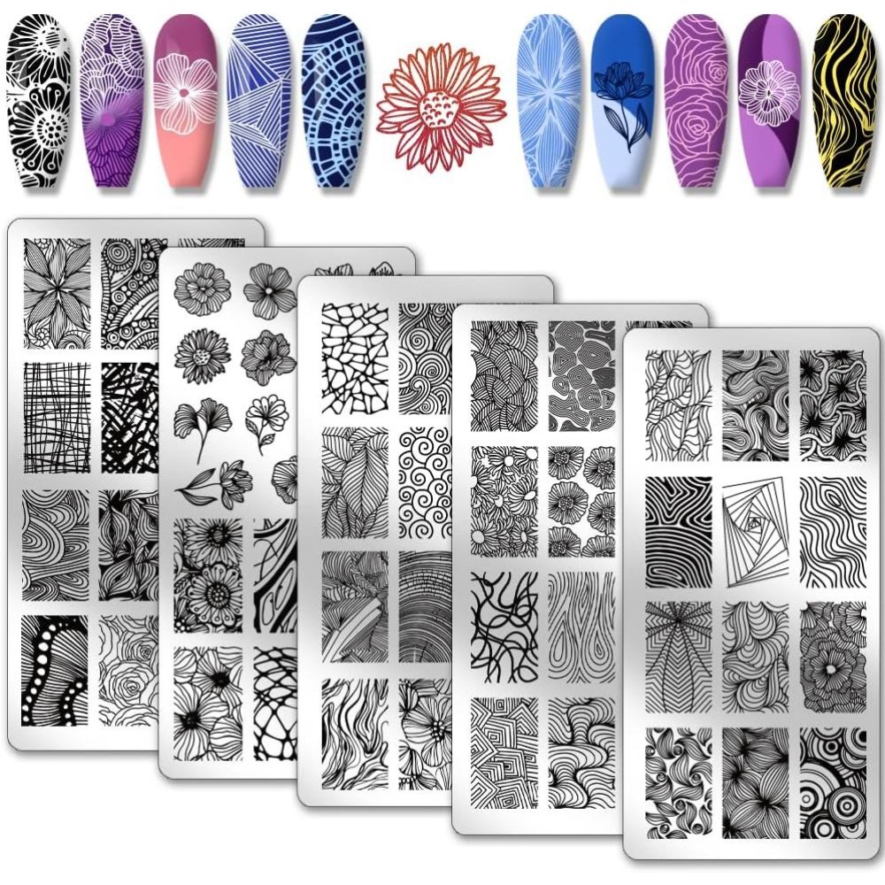 Nail Art Stamping Kit - 5 szt. Szablonów do zdobienia paznokci