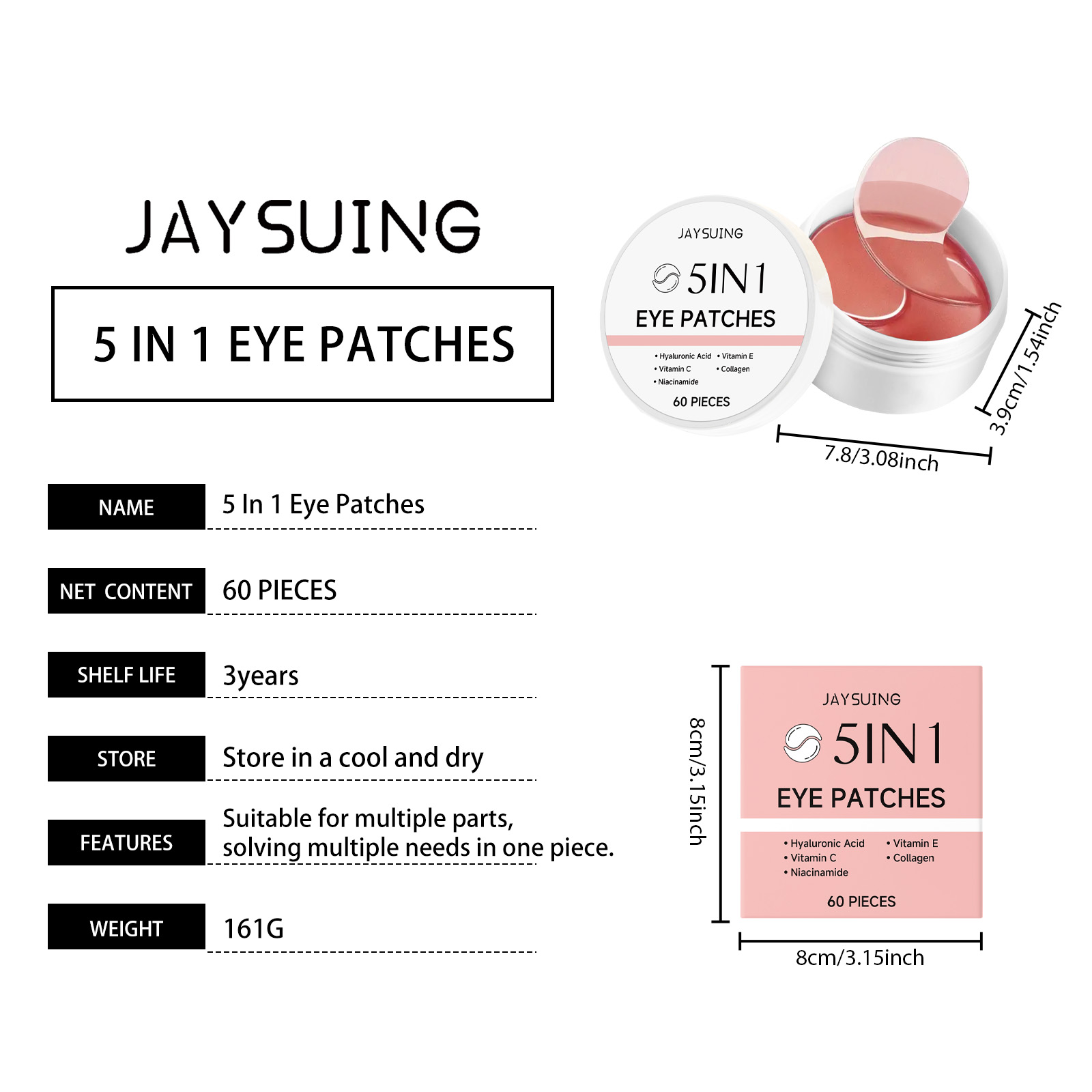 JAYSUING 5-w-1 Płatki pod oczy – Collagen Eye Patch recenzja i cena