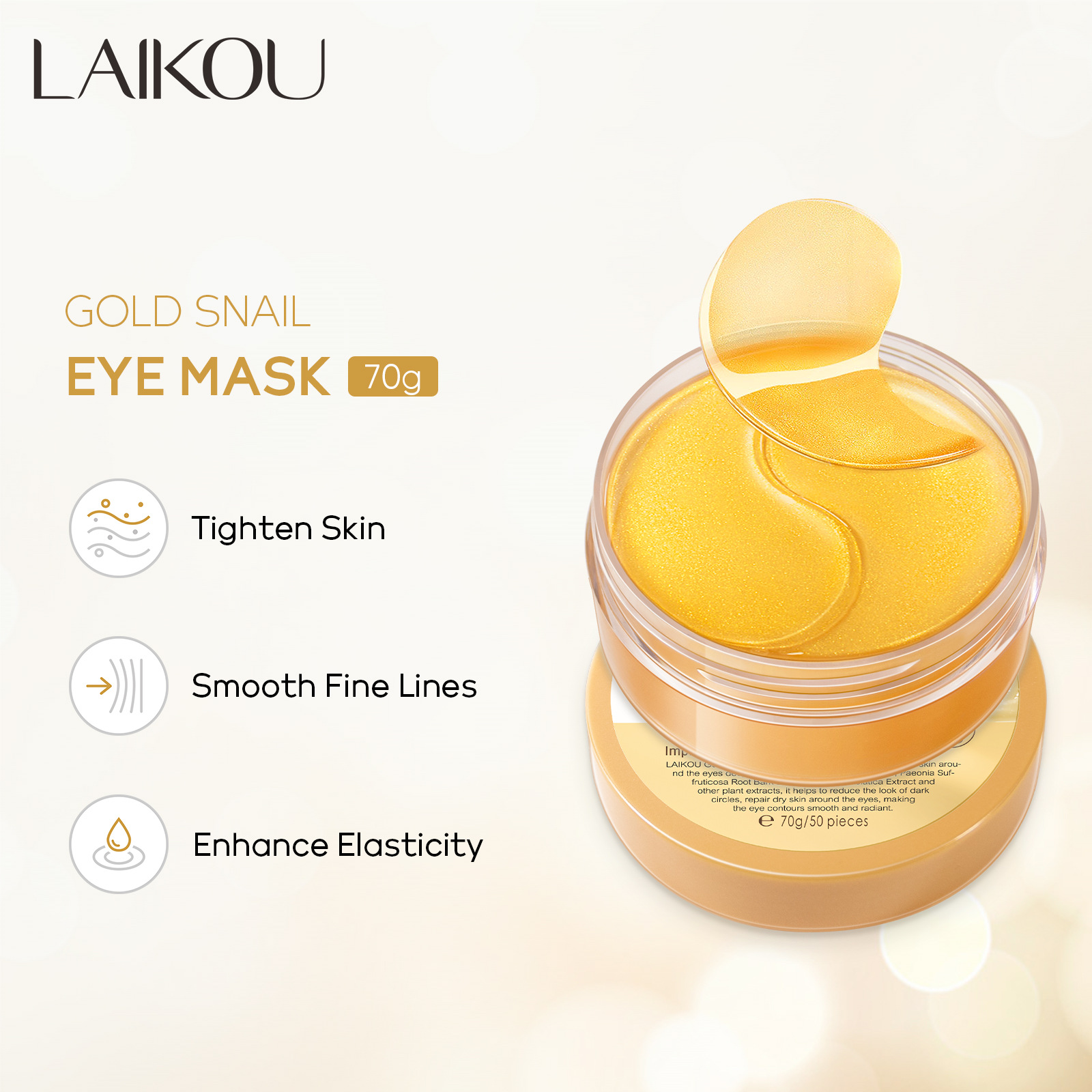 LAIKOU 50 szt. Złote Maseczki  – Collagen Eye Patch recenzja i cena